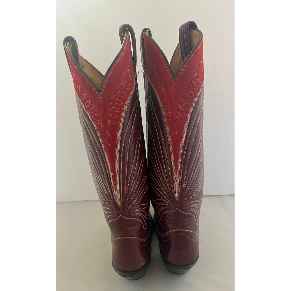Tony Lama Womens Western Cowboy Boots Burgundy Red Leather Suede Size 4.5 B - Picture 4 of 9
